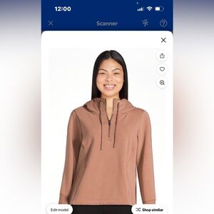 Avia Women's Quarter Zip Pullover Hoodie,medium moroccan,Brown Hooded Sweatshirt